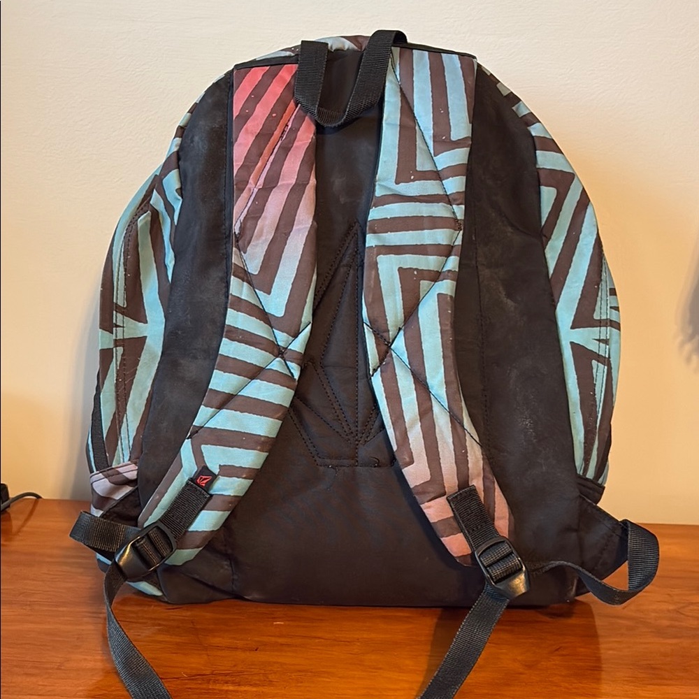Volcom Black, Red and Blue Geometric Backpack - Picture 2 of 2